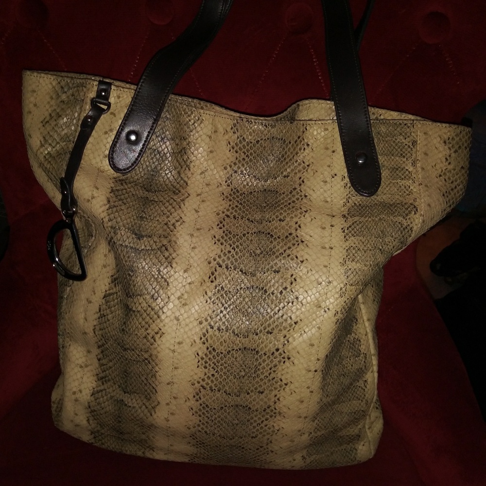 Lauren by Ralph Lauren Snakeskin Bucket Bag